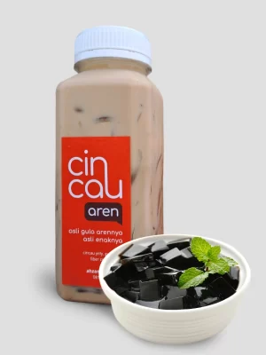 kombinasi yang mantab dari cincau aren jelly, fiber creme, gula aren