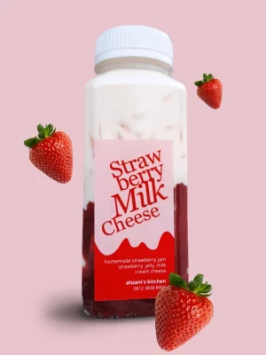 homade selai strawberry, susu, strawberry jelly, cream cheese
